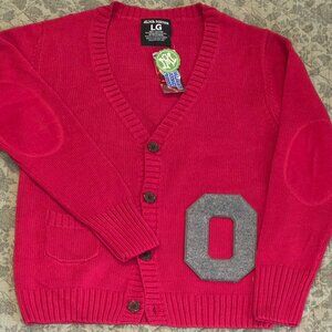 NWT The Ohio State University Cardigan by Alma Mater Scarlet with Gray Block O